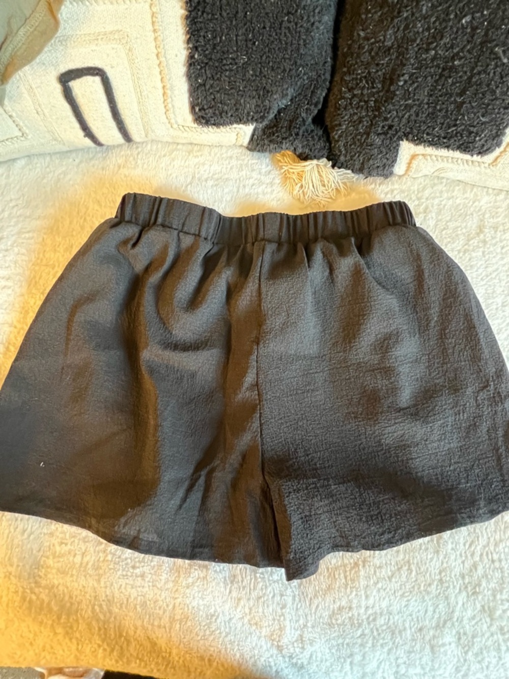 Women’s Elastic Waist Shorts - Black and Olive - Picture 4 of 7